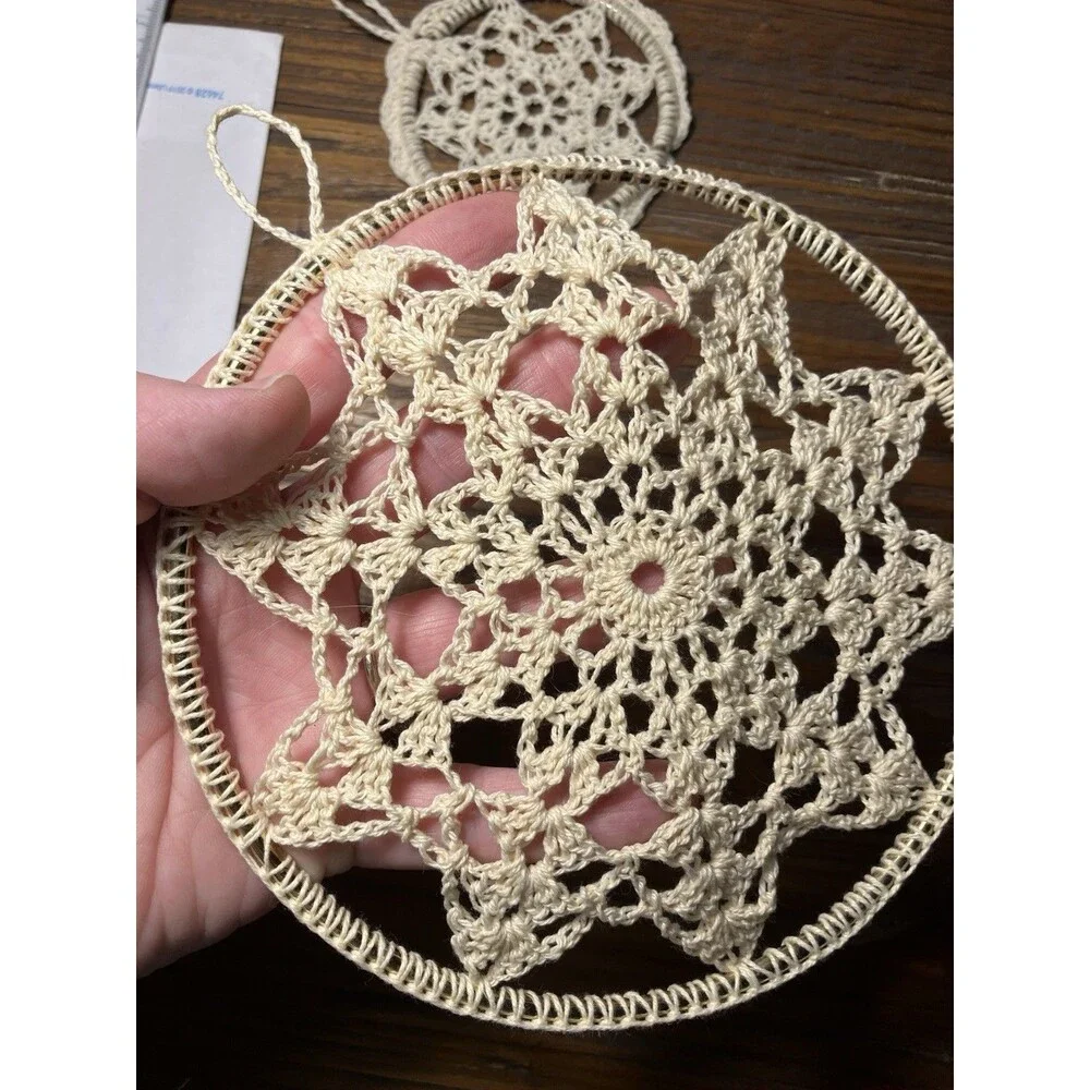 crocheted snowflakes Ornaments Pair